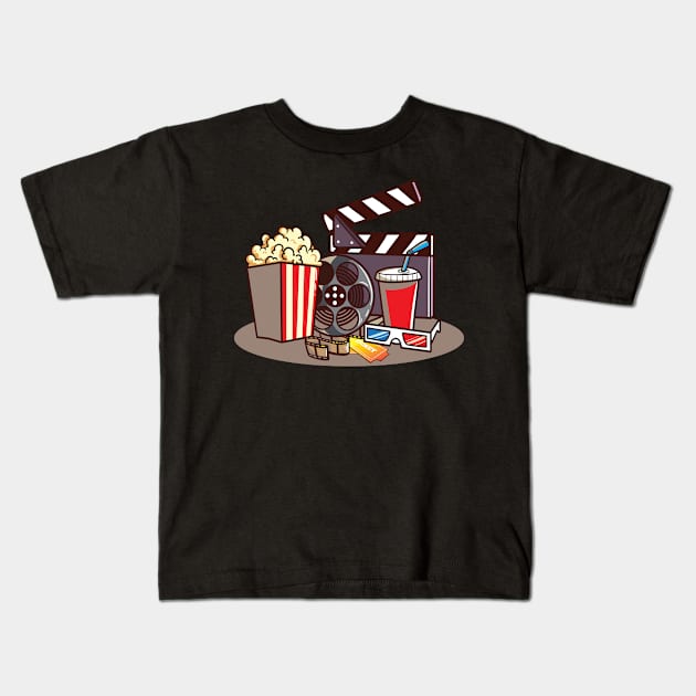 Filmmakers and Film Fans Popcorn Design Kids T-Shirt by Luxara